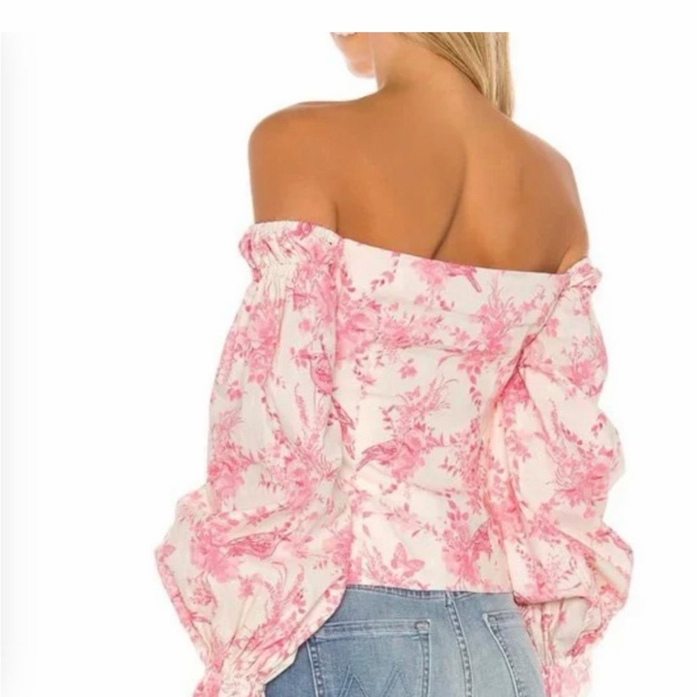 MAJORELLE Off-Shoulder Pink Floral Button Front Top - Picture 2 of 12